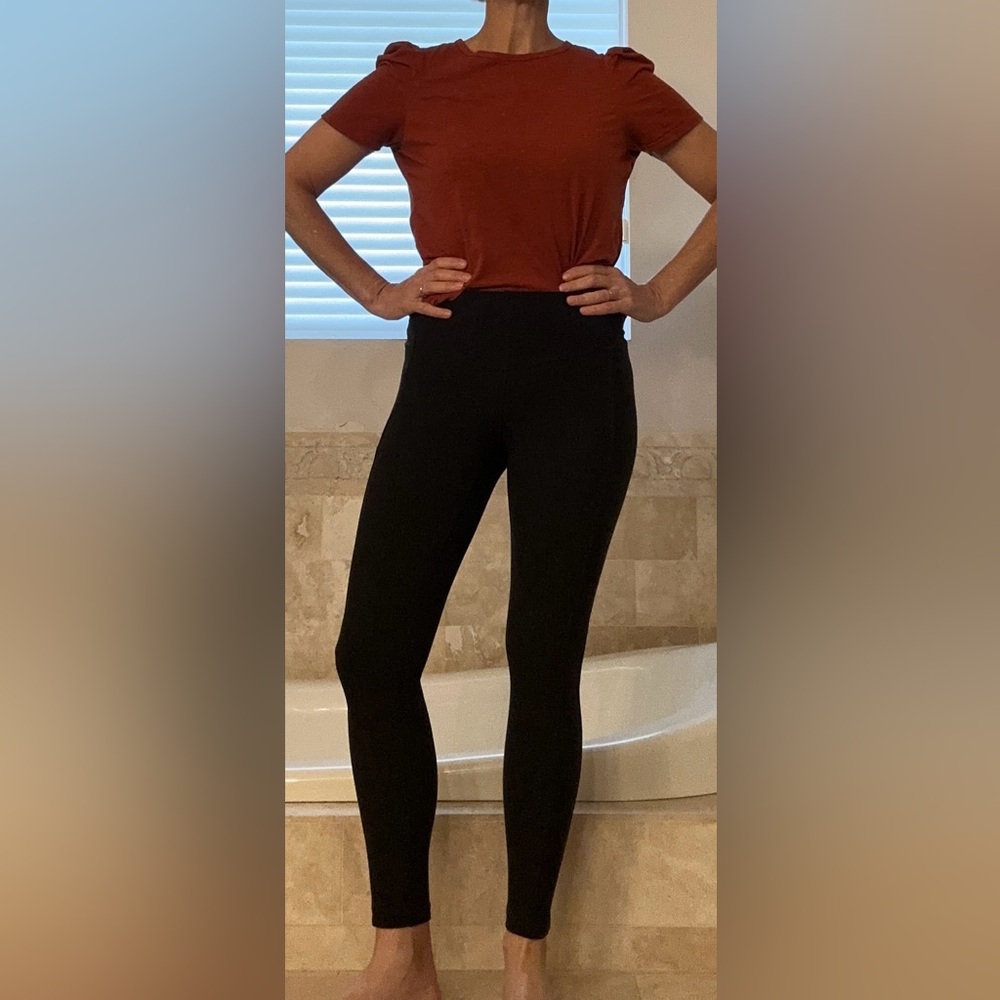 Zella Black Ribbed High-Rise Leggings